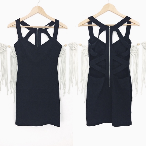 Arden B Dresses & Skirts - Arden B Back Cutout Black Bodycon Bandage Dress